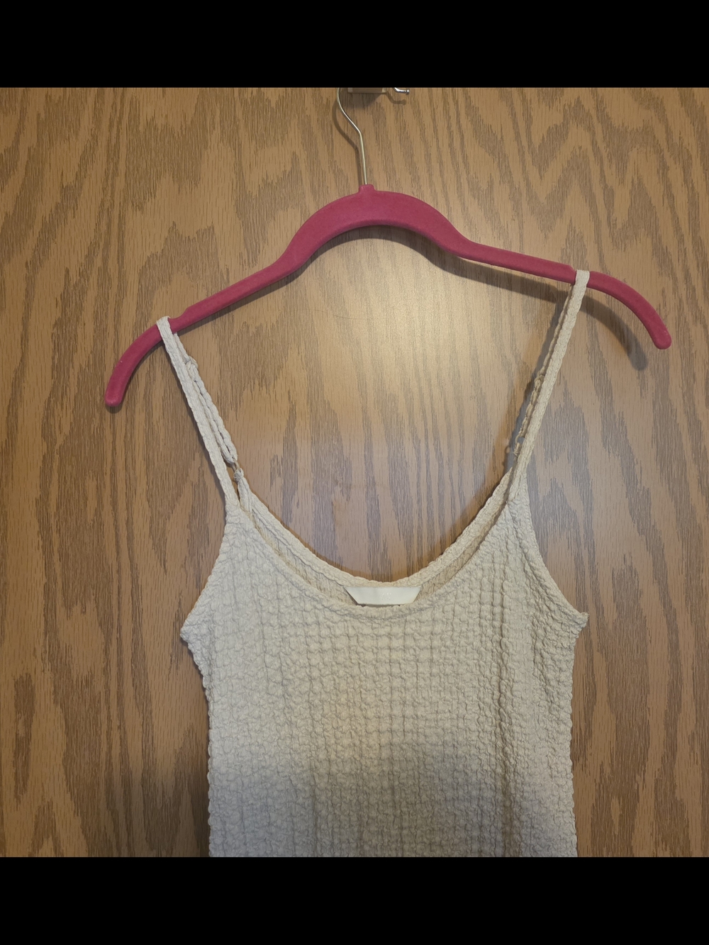 H&M Cream Textured Strapless-Style Tank Dress with Braided Straps